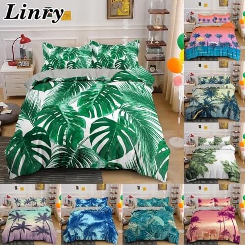Tropical Leaves Pattern Duvet Cover Set Bedding Set King Queen Full Twin Size Comforter Cover Bed Set Luxury 2/3pcs Bedding Sets