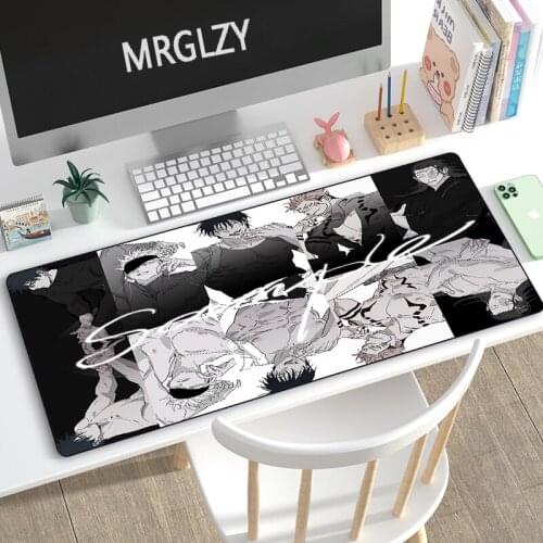 MRGLZY Anime Gaming Peripheral 40X90CM Jujutsu Kaisen Black white Large Mouse Pad Computer Accessories MousePad Keyboard DeskMat