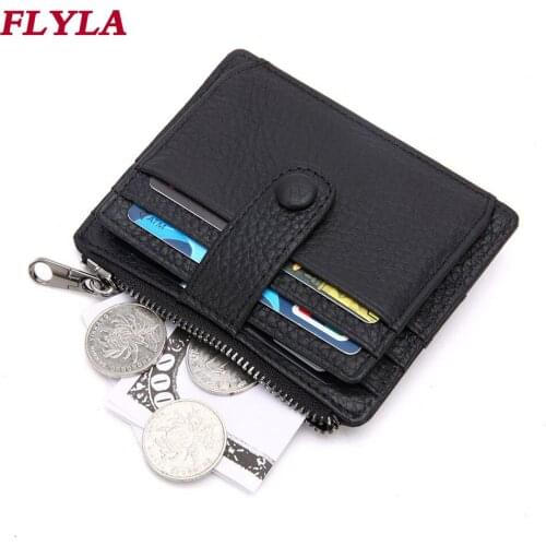 Leather Card Holder Women Zipper Coin Purse Gift Multi-card Position Cowhide Mens Card Holder Wallet