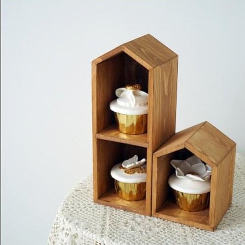 Creative 1/2layer house shape raw wood cake rack storage rack cake display tools cake decoration accessories DGP069