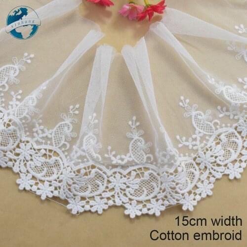 15cm width Cotton embroid lace sewing ribbon guipure trims or fabric warp knitting DIY Garment Accessories wedding lace#3391