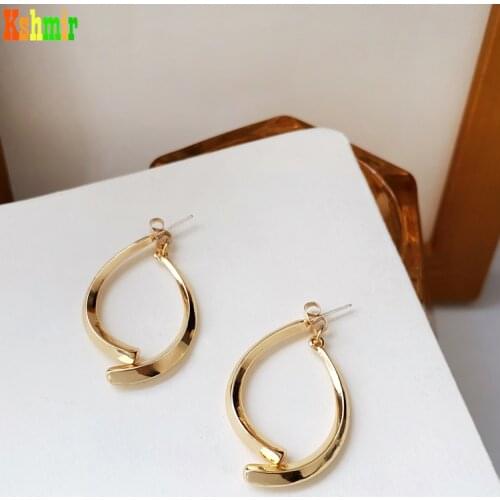 Kshmir Fashion metal texture after hanging earrings South Korea new fashion temperament simple high-grade earrings jewelry gifts