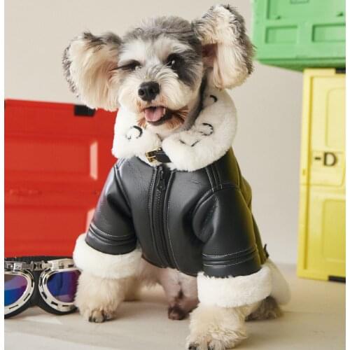 Fashion Pet Dog PU Leather Jacket Warm Coat Shirt Undershirt For Small Medium Dogs Schnauzer French Bulldog Hoodie Clothes