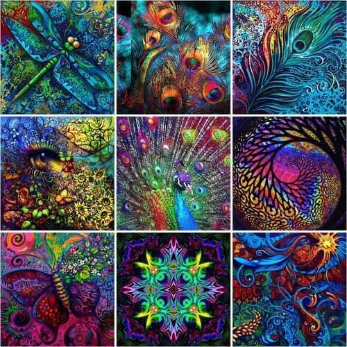 MomoArt 5D DIY Diamond Embroidery Peacock Cross Stitch Kit Diamond Painting Butterfly Animal Rhinestone Art Home Decor