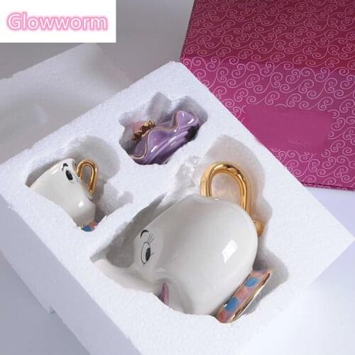New Cartoon Beauty And The Beast Teapot Mug Mrs Potts Chip Tea Pot Cup One Set Lovely Christmas Gift Fast Post