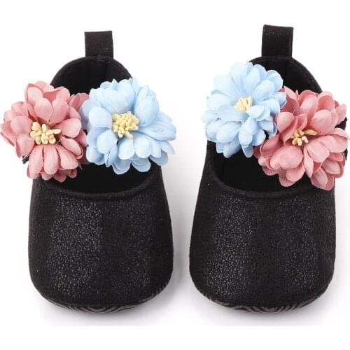 New Newborn Toddler Infant Baby Girls Sequin Flowers Crib Shoes Pram Prewalker Anti-slip Sneakers Floral Cute Shoes