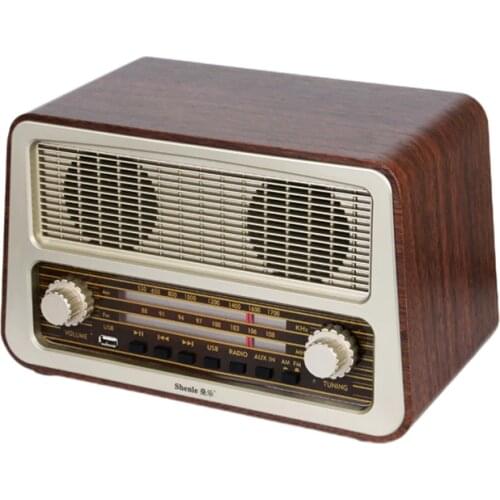 New Retro Radio Wooden Desktop Full Band FM/AM Antique Audio Old-fashioned Nostalgic USB Bluetooth U Disk