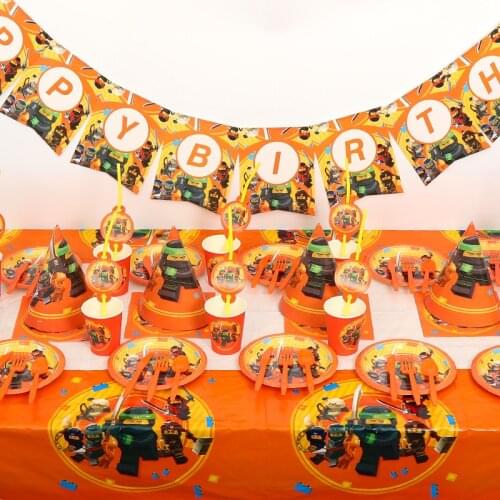 New Legoing Masked Ninja Theme Birthday Party Decoration Supplies Ninja Paper Cup Plate Napkins Baby Shower Balloon Kids Favors