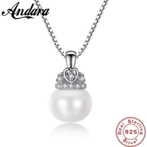 AAAA High Quality Natural Freshwater Pearl Necklace Pendant For Women 3 Color 9-10mm Pearl Jewelry 45cm Sterling-Silver-Jewelry
