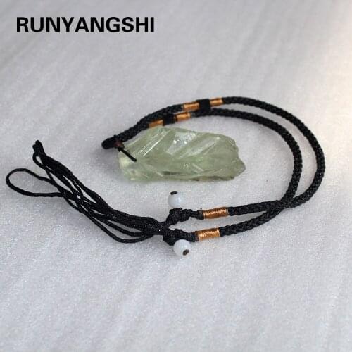 Wholesale Natural green crystal stone pendant green quartz Necklace rough energy apotropaic rope Unique Necklace for