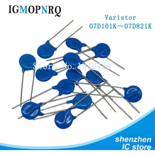 50PCS Piezoresistor Varistor Series 7D 10D 14D 7D680K 7D220K 10D101K 10D681K 14D471K 14D561K 7D431K 10D621K 10D561K Resistor