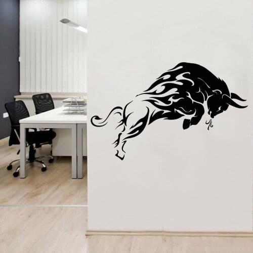 Angry Horned Bull Wall Sticker Animals for Home And Hotel Room Decoration Removable A002526