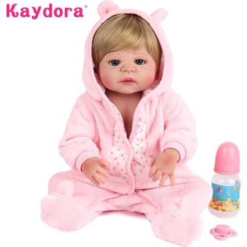 KAYDORA Reborn 55 cm bebe reborn com corpo de silicone menina Lifelike lol dolls for girls Christmas gift princess doll toys