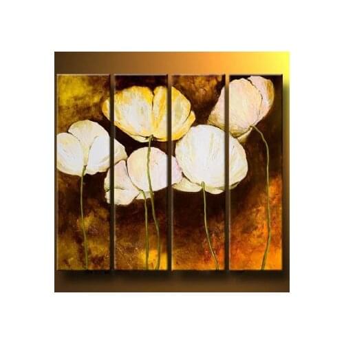 Hand Painting Oil Painting Flaming Poppies-Modern Oil Painting On Canvas Art Wall Decor-Floral Oil Painting Wall Art