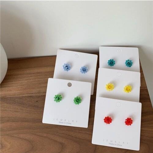 Meetvii S925 Needle Crystal Flower Earrings Summer Short Hair transparent Small Stud Earrings femininity Wild Simple Female