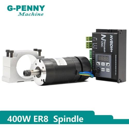 400w ER8 55mm CNC Air Cooled Spindle motor NVBDH+ brushless DC motor, no brush motor drive spindle motor With Hall LCD Panel