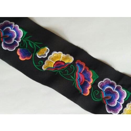 Miao cross stitch crochet fabric lace trim 7cm dress collar ribbon tape webbing ethnic tribal thai india boho floral embroidery