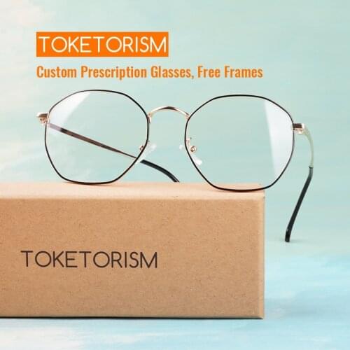 Toketorism Gold Metal Glasses Womans Eyeglasses Vintage Mans Eyewear Optical Frames