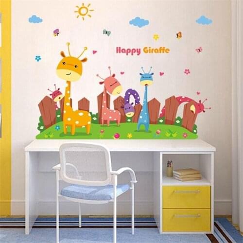 Vivid Cartoon giraffe child wall sticker living room bedroom wall decoration modern art mural home decoration