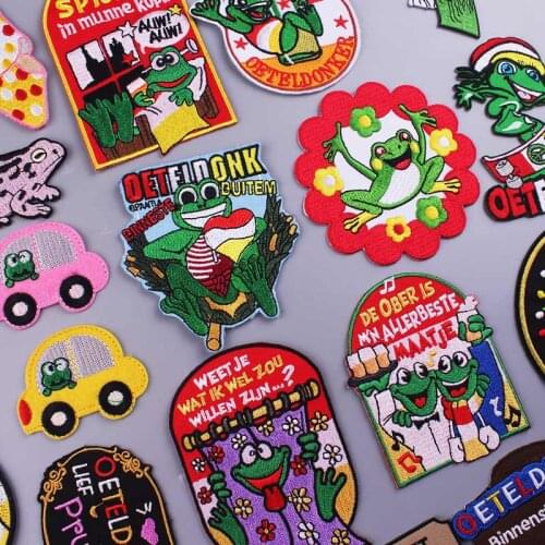 Funny Cartoon Patch Embroidered Patches For Clothing Pepe Frog Iron On Patches For Clothes Patch On Clothes Ironing Stickers DIY