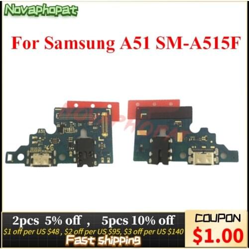 Novaphopat For Samsung A51 A515F USB Dock Charging Charger Port Connector Flex Cable MIC Microphone Board Fast Charger