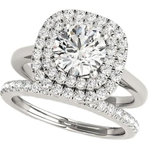 LESF Rings Sets 925 Sterling Silver 1 Ct Wedding Ring Women Fashion Wedding Jewelry For Girls Engagement