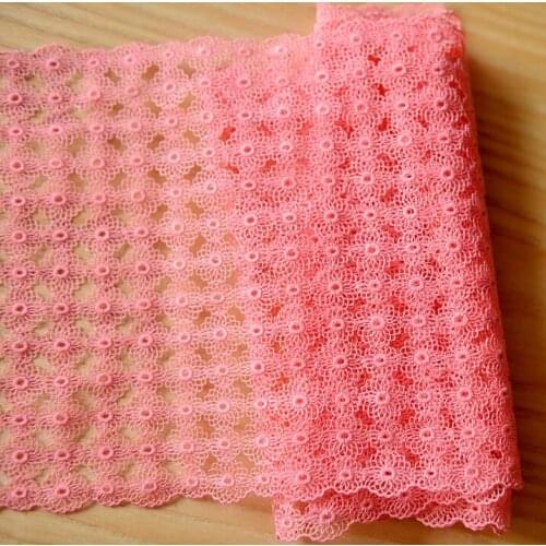1 Meter 18cm Width Unique Design Embroidered Lace Fabric Peach Red Guipure Lace Trim
