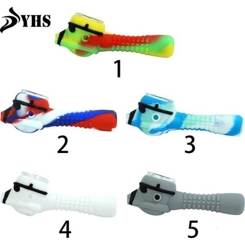 1 piece smoking pipe silicone hand Pipe with Glass Bowl Unbreakable Silicone Tobacco Pipes