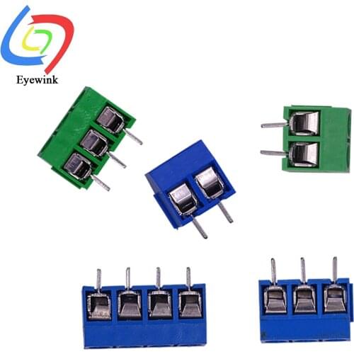 10Pcs/lot KF301-5.0MM 2P KF301-3P Pitch 5.0mm Straight Pin 2P 3P 4P Screw PCB Terminal Block Connector Blue Green