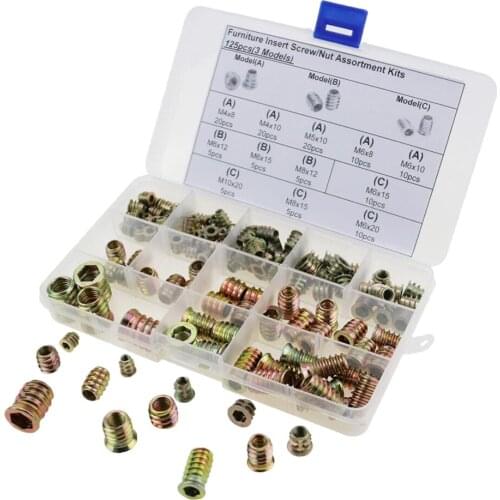 125Pcs M5 M6 M8 M10 Zinc Alloy Hex Nuts Assortment Kit Fastener Screw Bolt