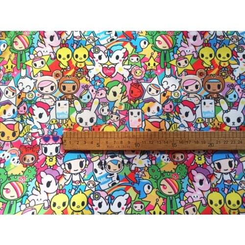 145cm Width Cartoon Unicorn/Bird/Star/Milk Printed Canvas Fabric For Cushion Cover/Diy Handbag/Slipcover/Curtain DIY Sewing