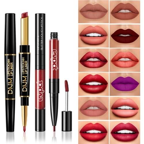 2 IN 1 Lip Liner Waterproof Lasting Double End Lipstick Pen Contour Tint Sexy Red Velvet Matte Moisturizer Lipliner Makeup TSLM1