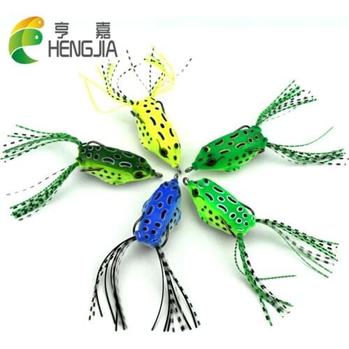 HENGJIA 100pcs 5.5CM 8G salmon sneakhead japan fish bait frog fishing lures top water bait artificial soft bait squid jig