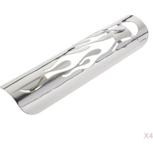 4 Pierced Flame Exhaust Pipe Heat Shield Cover Guard For Harley Cruise White