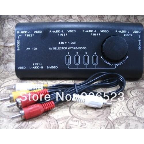 4 in 1 Audio S-Video Signal AV Switcher Selector with RCA cable
