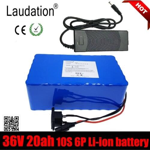 Laudation 36V 20ah E bicycle battery 36V battery pack 20ah 10S 6P electric bicycle lithium battery for 750W motor with 25A BMS