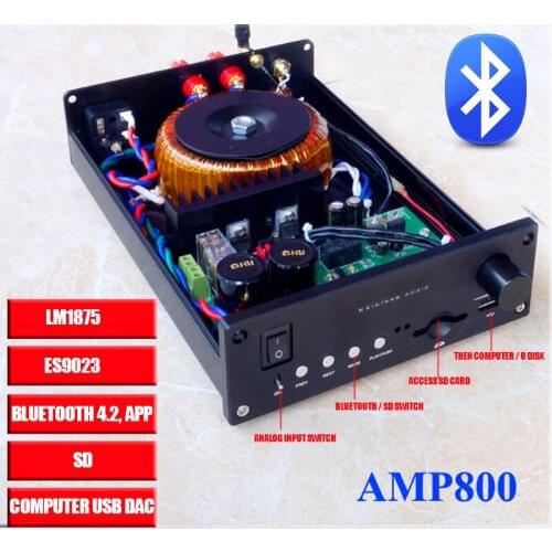AMP800 CSS ES9023 LM1875 USB DAC audio Amplifier Bluetooth 4.2 SD Analog Input 30w*2