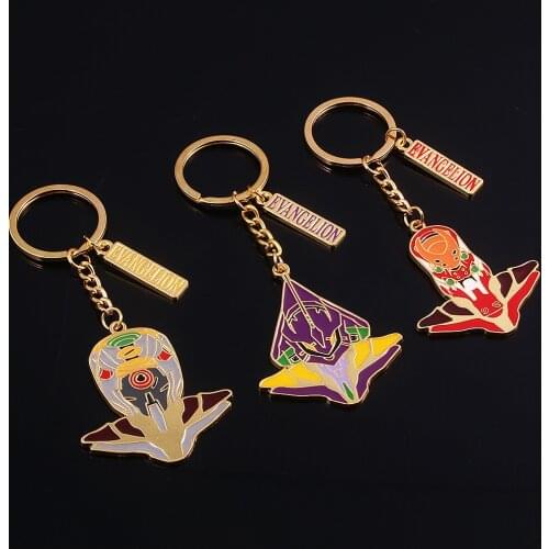 Japan Anime EVA-00 PROTO TYPE EVA-01 TEST TYPE EVA-02 PRODUCTION MODEL Metal Alloy Enamel Keychain Keyring Key Chain Accessories