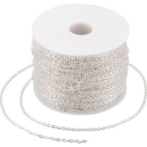 3x2x0.6mm 100m/roll Iron Metal Silver Golden Oval Cross Chains for Jewelry Making DIY bracelet necklace women jewellery