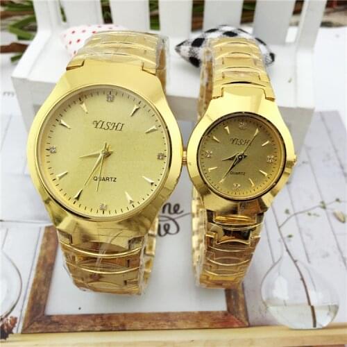 New Tyrant Gold Non-Mechanical Watch Mens and Womens Quartz Watch Couple Watch Steel Band Gold Face Watch