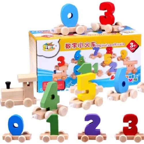 Wooden Train Toy Set 12pcs-Train Cars Digital Toy Set-Toy Train Sets for Kids Toddler Boys and Girls