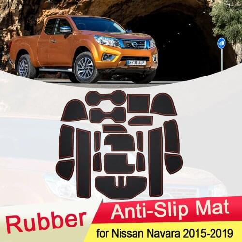 For Nissan Navara NP300 D23 2015 2016 2017 2018 2019 Rubber Anti-slip Mat Door Groove Cup Phone Pad Gate Slot Car Accessories