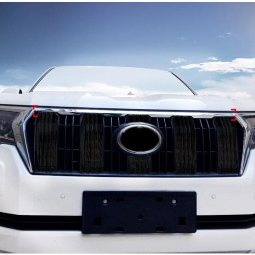 For Toyota Land Cruiser Prado FJ150 2018 ABS Front Upper Middle Grill Grille Cover Strip Molding Trim car styling accessories