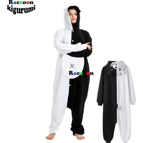 XXL Monokuma Kigurumi Kids Animal Onesies Men Black Bear Cosplay Costume Anime One-Piece Pajamas Halloween Women Sleepwear Suits