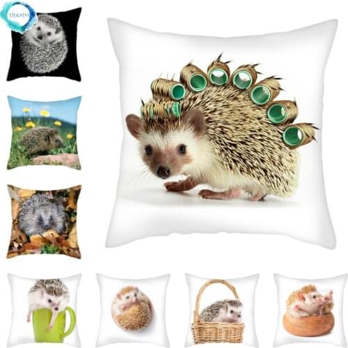 Hedgehog Printed Polyester Pillow Cover Cushion Cover Animal Decorative Throw Pillowcase for Home Sofa Decorative 45X45cm