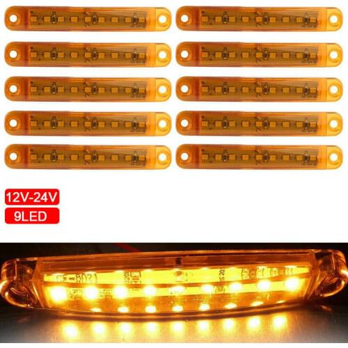 10pcs 24 V 9 LED side marker light truck side marker light car motorcycle indicator truck clearance mark trailer side lights
