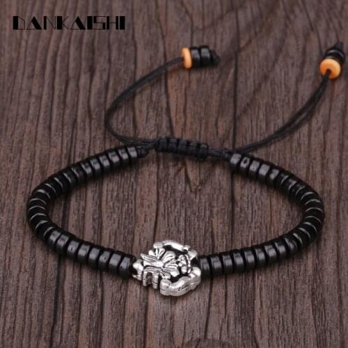 KEJIALAI Lotus Amulet Braided Bracelet Women Men Beads Strand Meditation Bangle Bracelets Pray Safe Natural String KJLFZ050