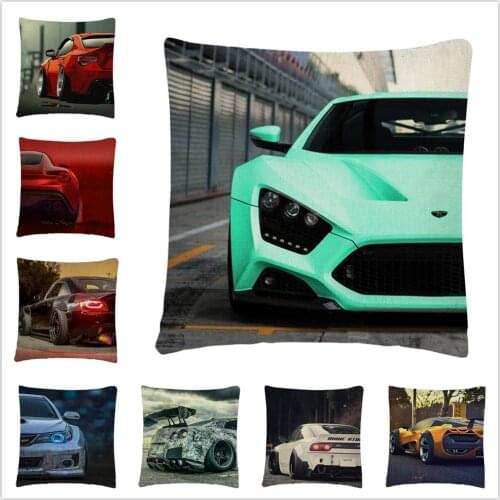 Sport Car Sideways Photo Pattern linen Cushion Cover Pillow Case for Home Sofa Car Decor Pillowcase 45X45cm