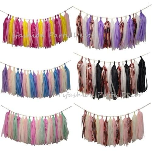 Metalic Foil Rose Gold Curtain Tassels Garland Wedding Decorations Birthday Party Baby Bridal Shower Party Balloons Accessories