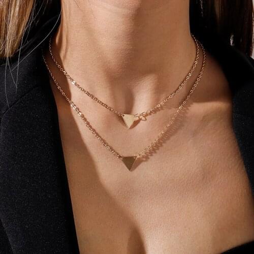 Trendy Multilayer Geometry Triangle Necklaces Pendants for Women Girl Clavicle Choker Necklaces Lucky Charms Collier Jewelry